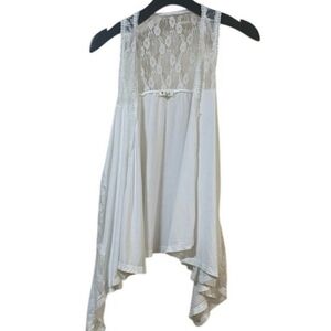 POL White Lace-Back Draped Cardigan